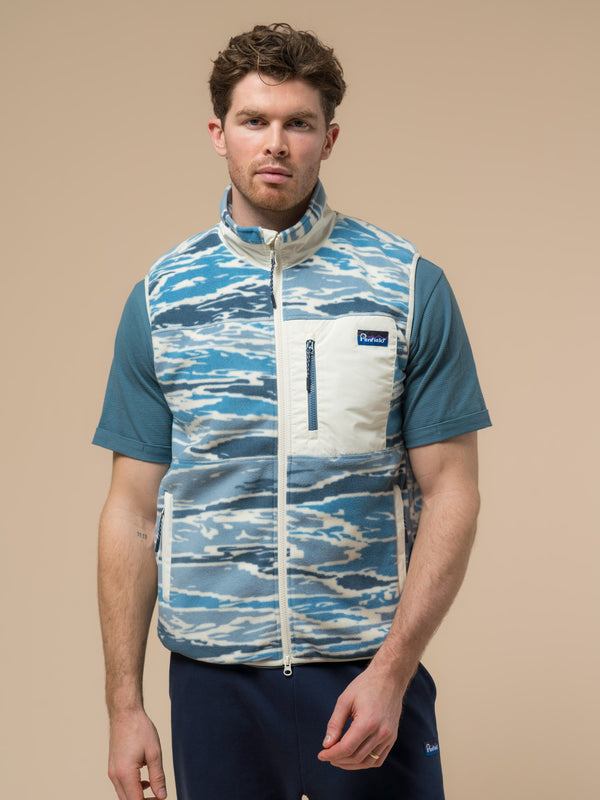 penfield Bay Jacquard Microfleece Vest in Blue Fusion