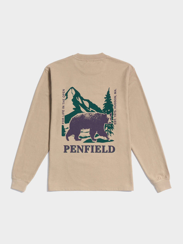 Penfield Black Bear Long Sleeve T-Shirt In Chinchilla