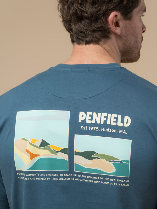 Penfield Block Landscape Graphic T-Shirt In Blue Fusion