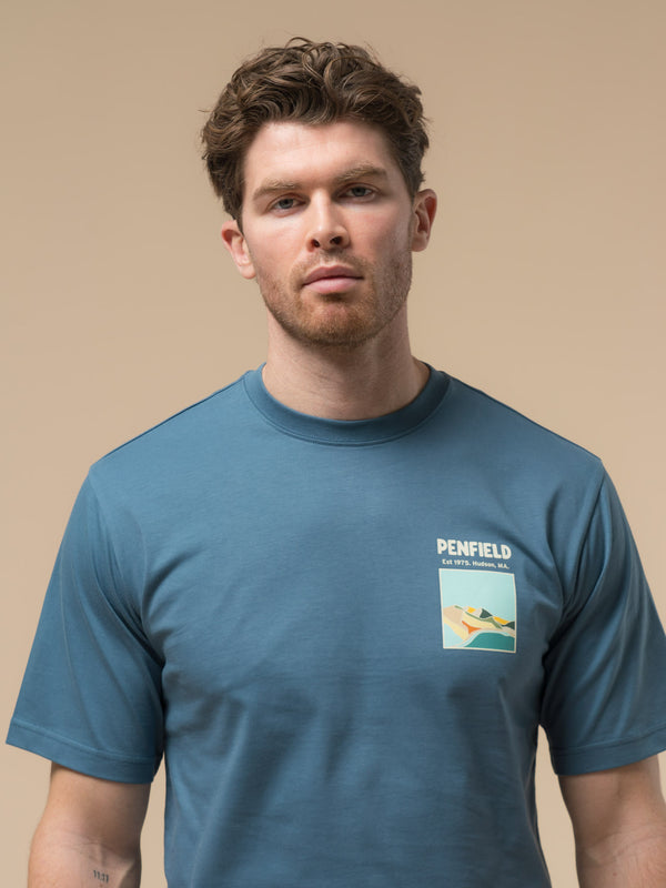 Penfield Block Landscape Graphic T-Shirt In Blue Fusion