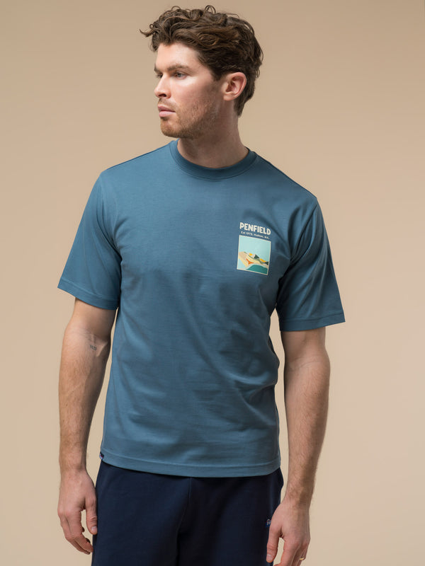 penfield Block Landscape Graphic T-Shirt in Blue Fusion