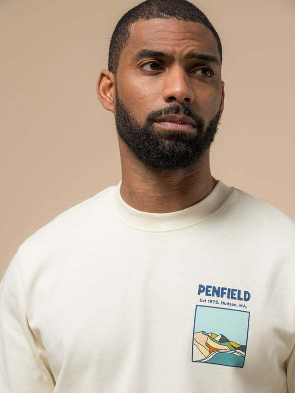 Penfield Block Landscape Graphic T-Shirt In Vanilla Ice