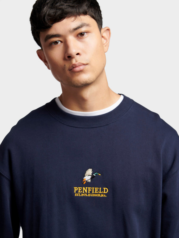 Penfield Embroidered Mallard Sweatshirt In Navy Blue