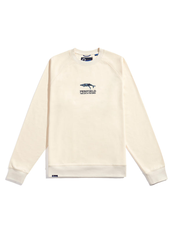 Penfield Embroidered Retro Whale Sweatshirt In Vanilla Ice