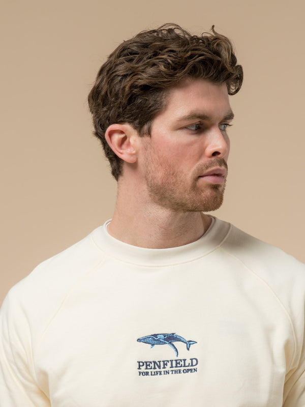 Penfield Embroidered Retro Whale Sweatshirt In Vanilla Ice