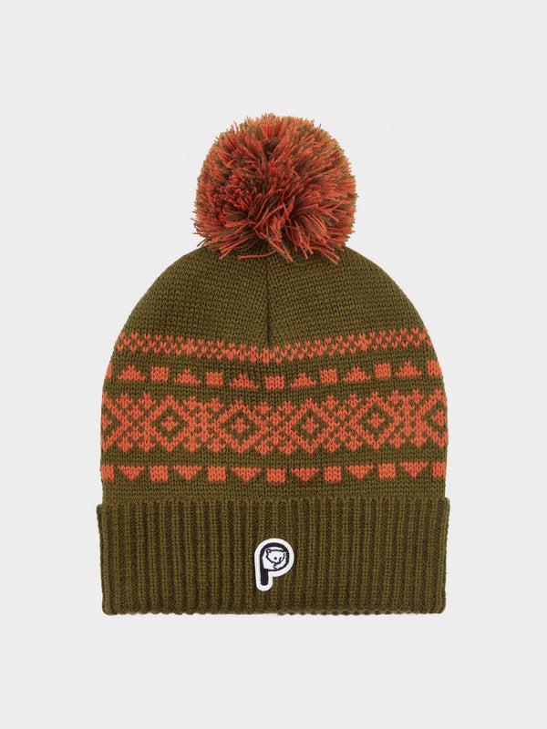 penfield Fairton Fair Isle Bobble Hat in Forest Night