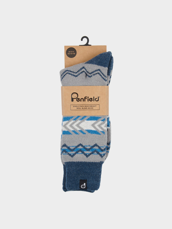 Penfield Geo Jacquard Wool Blend Socks In Vintage Grey Heather