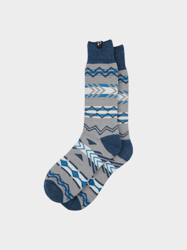 penfield Geo Jacquard Wool Blend Socks in Vintage Grey Heather