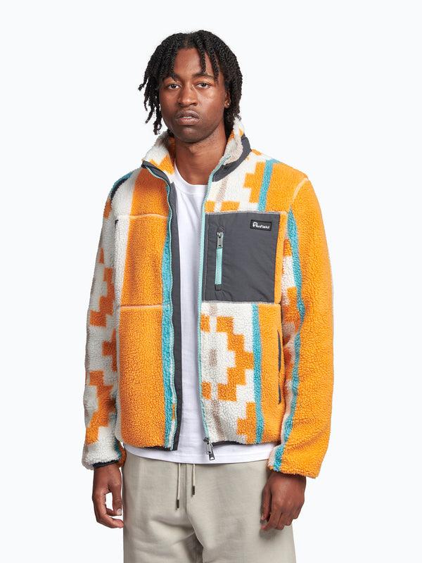 Penfield Geo Print Mattawa Fleece Jacket In Apricot