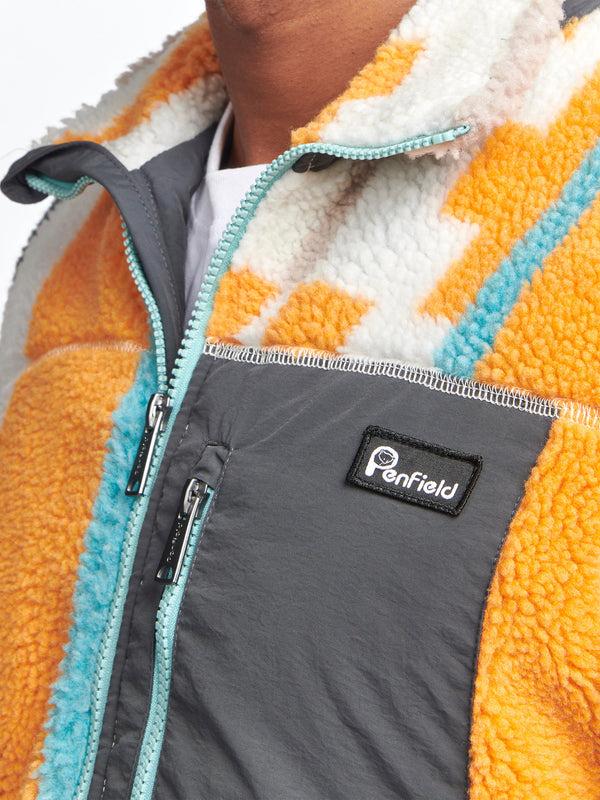 Penfield Geo Print Mattawa Fleece Jacket In Apricot