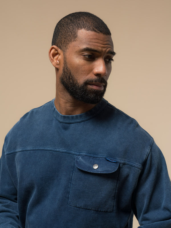 Penfield Newchester Panelled Sweatshirt In Navy Blue