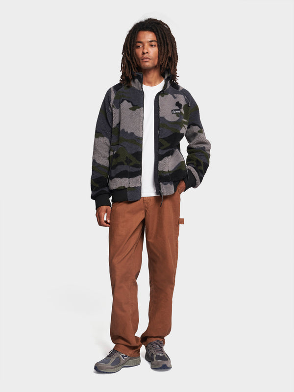 Penfield Abstract Mountain Fleece Jacket In Ebony
