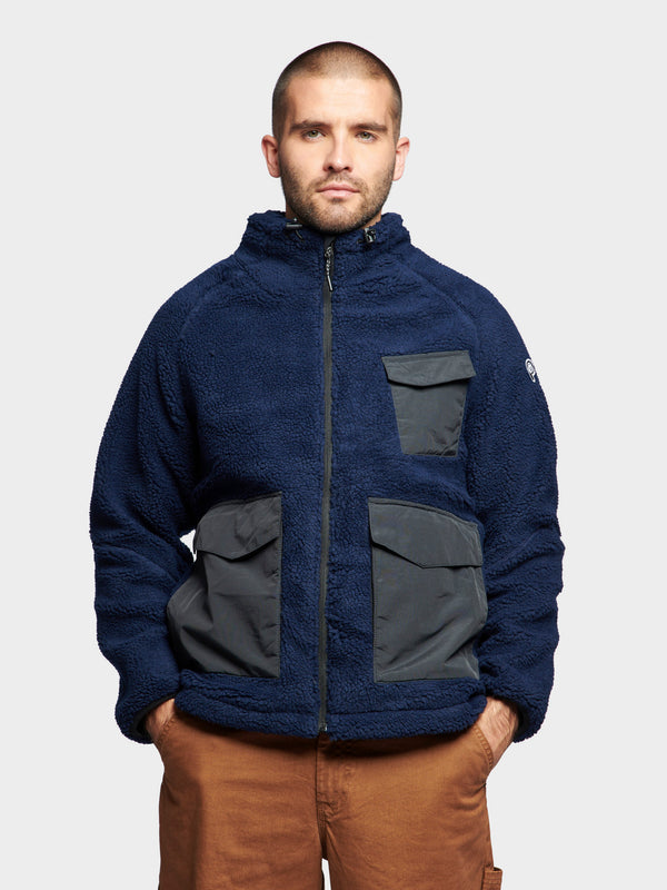 Penfield Angled Pocket Fleece Jacket In Navy Blue