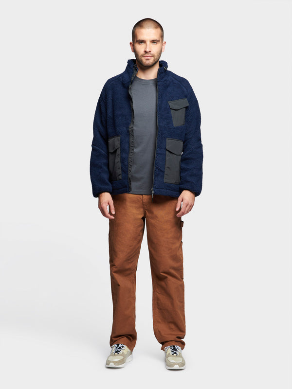Penfield Angled Pocket Fleece Jacket In Navy Blue