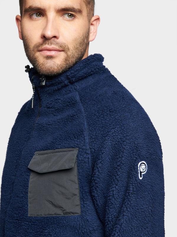 Penfield Angled Pocket Fleece Jacket In Navy Blue