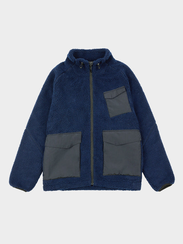 penfield Angled Pocket Fleece Jacket in Navy Blue