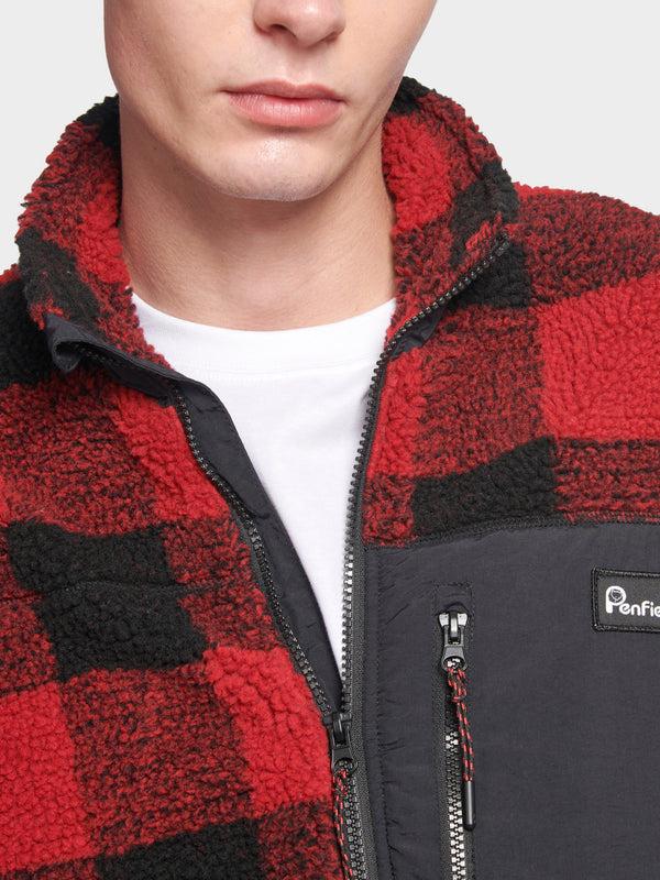 Penfield Check Mattawa Fleece Jacket In Black
