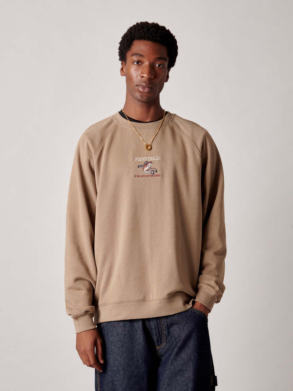 Penfield Embroidered Trout Crew In Lead Gray