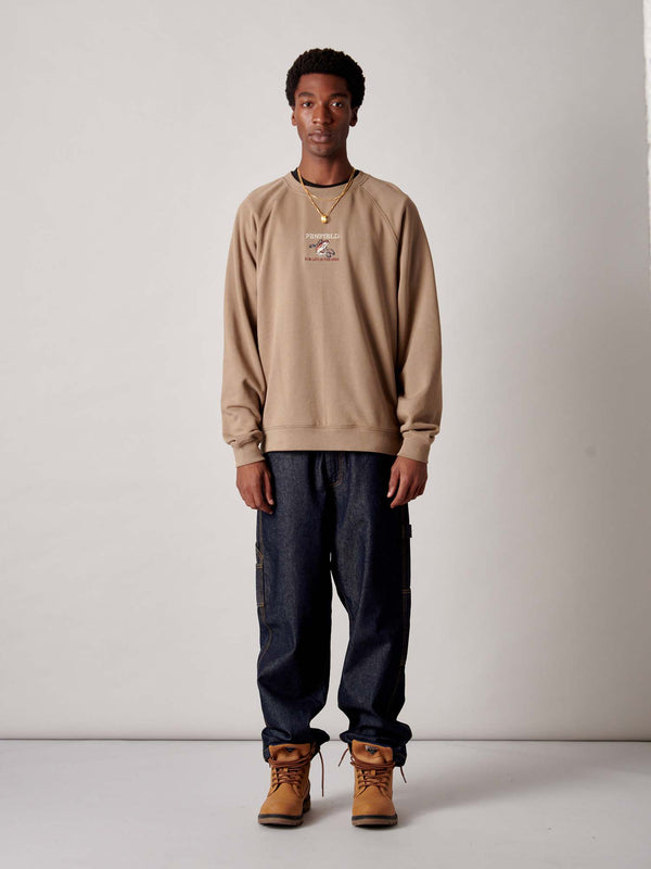 Penfield Embroidered Trout Crew In Lead Gray