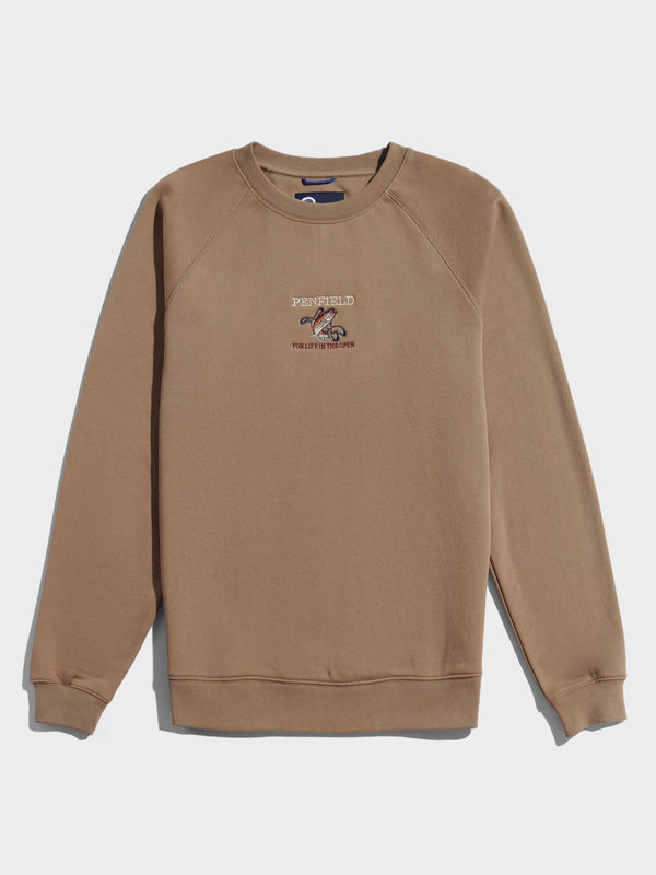 penfield Embroidered Trout Crew in Lead Gray