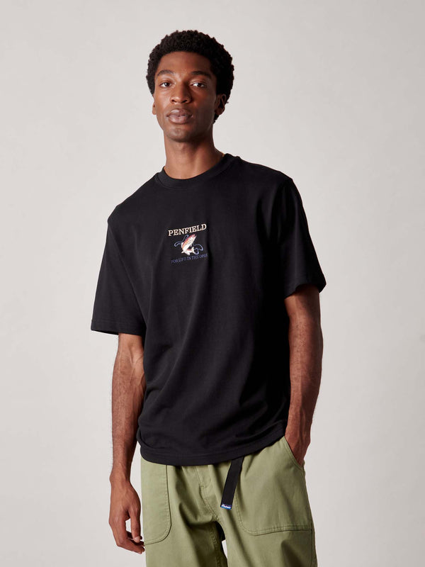 Penfield Embroidered Trout T-Shirt In Black
