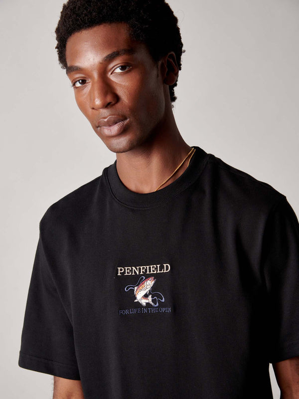 Penfield Embroidered Trout T-Shirt In Black