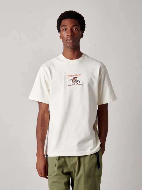 Penfield Embroidered Trout T-Shirt In Vanilla Ice
