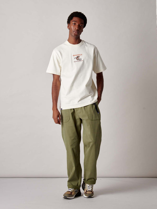 Penfield Embroidered Trout T-Shirt In Vanilla Ice