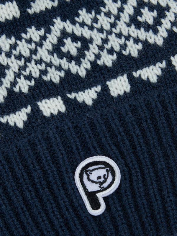 Penfield Fairton Fair Isle Bobble Hat In Navy Blue