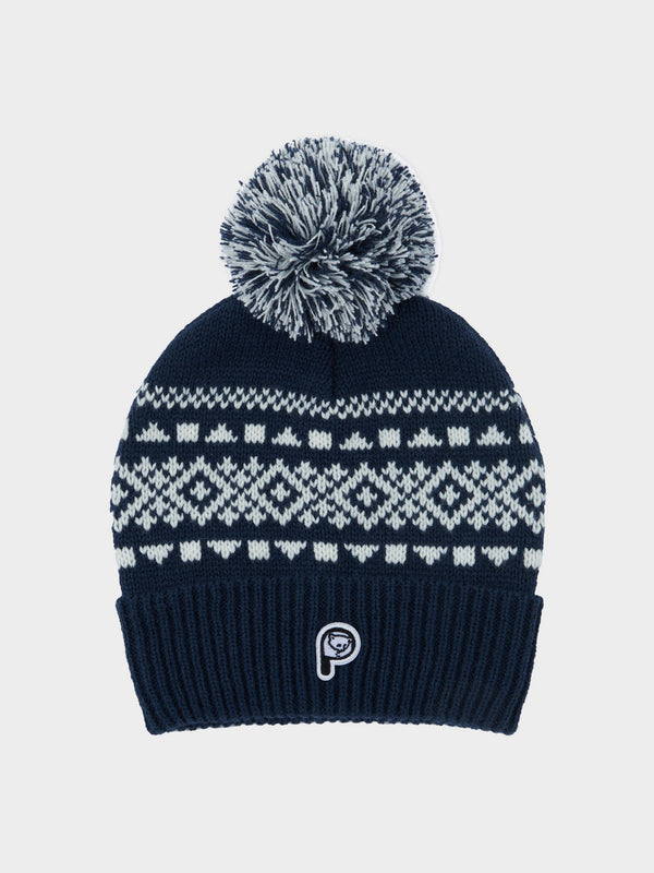penfield Fairton Fair Isle Bobble Hat in Navy Blue