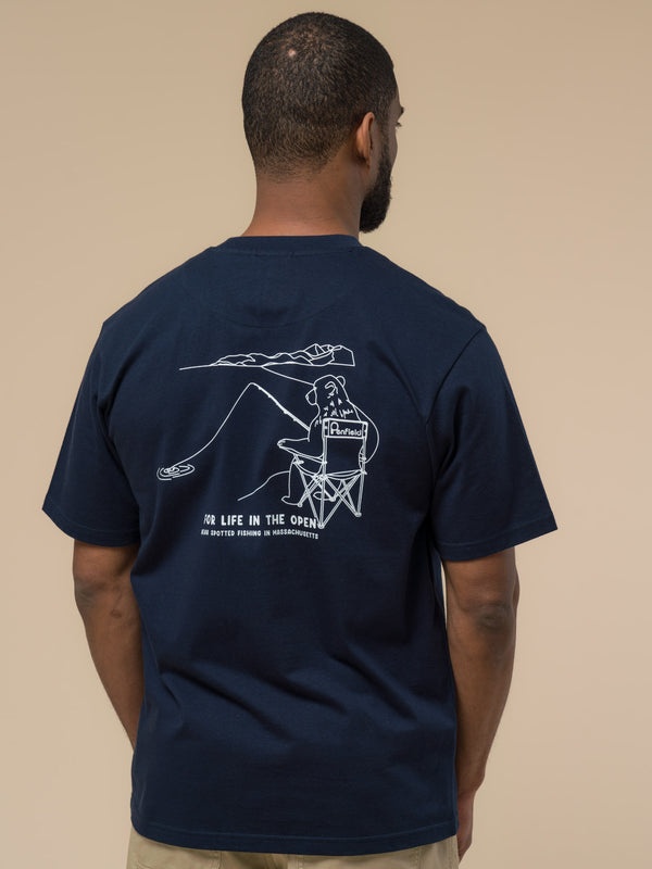 Penfield Fishing Bear T-Shirt In Navy Blue