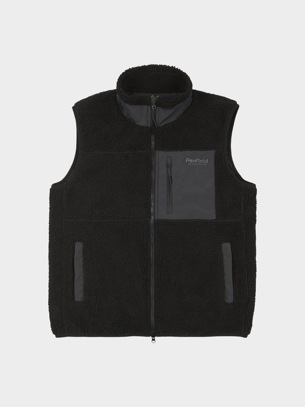 penfield Hudson Script Fleece Vest in Black