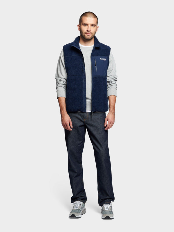 Penfield Hudson Script Fleece Vest In Navy Blue