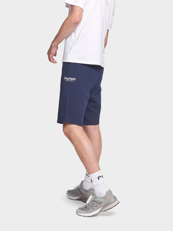 Penfield Hudson Script Sweat Short In Navy Blue