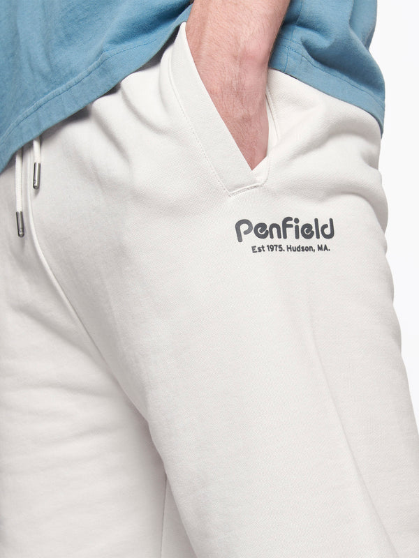 Penfield Hudson Script Sweat Short In Nimbus Cloud