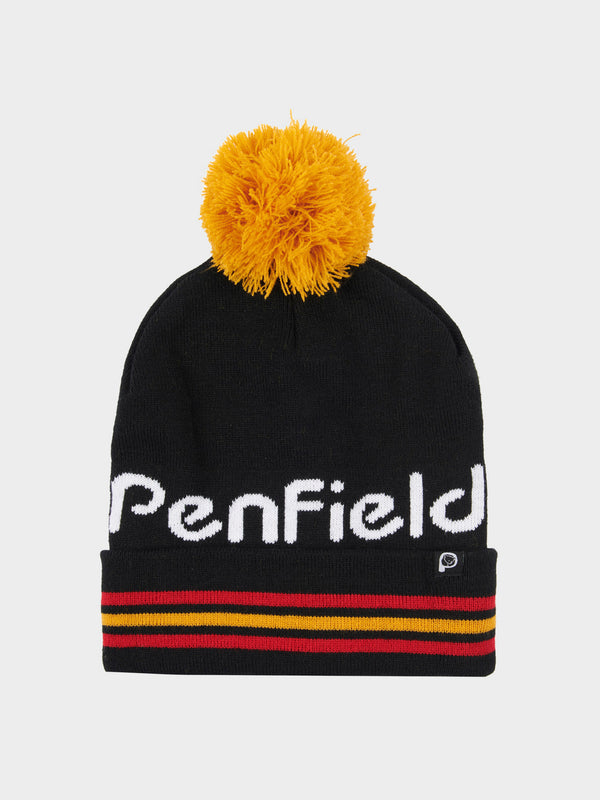 penfield Intarsia Knit Bobble Beanie in Black