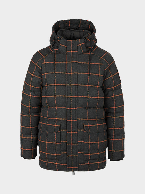 penfield Longline Check Puffer Jacket in Ebony