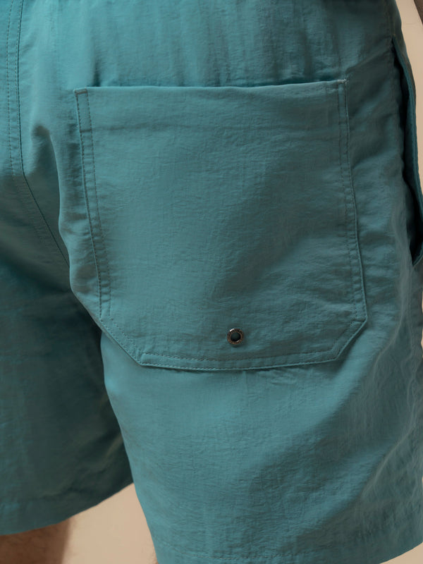 Penfield Packable Swim Short In Dusty Turquoise