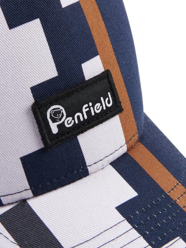 Penfield Print Trucker Cap In Navy Blue