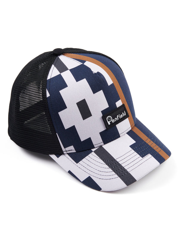 penfield Print Trucker Cap in Navy Blue