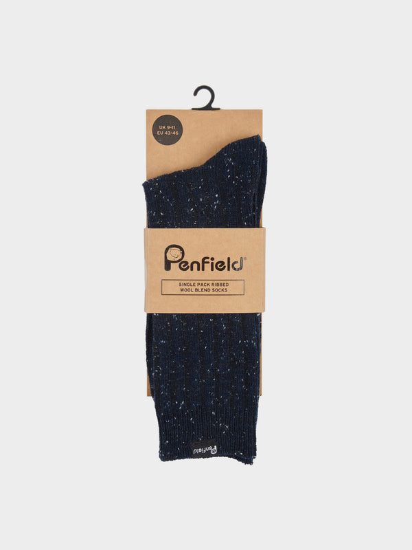 Penfield Ribbed Wool Blend Socks In Navy Blue