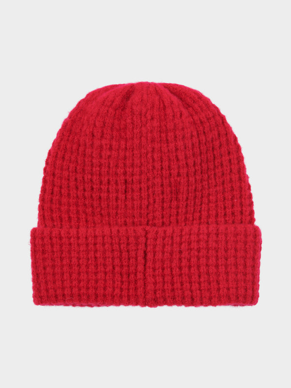 Penfield Waffle Beanie In Equestrian Red