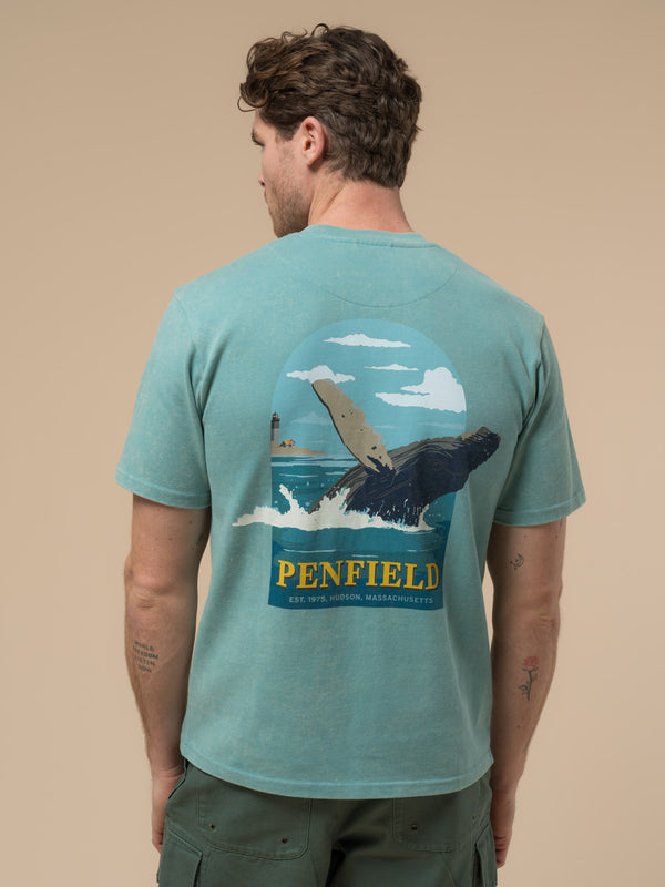 Penfield Whale Scene T-Shirt In Dusty Turquoise
