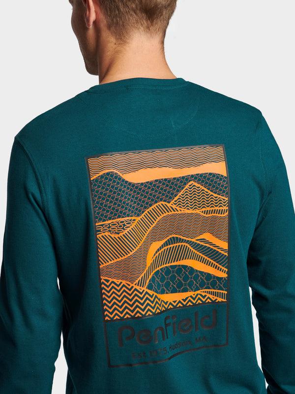 Penfield Sketch Mountain Back Graphic Long Sleeve T-Shirt In Deep Teal