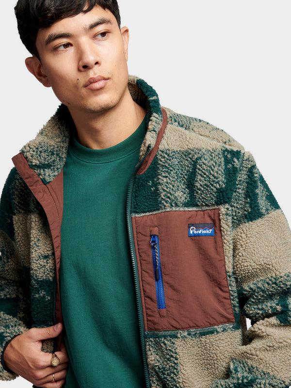 Penfield Textured Check Mattawa Fleece Jacket In June Bug