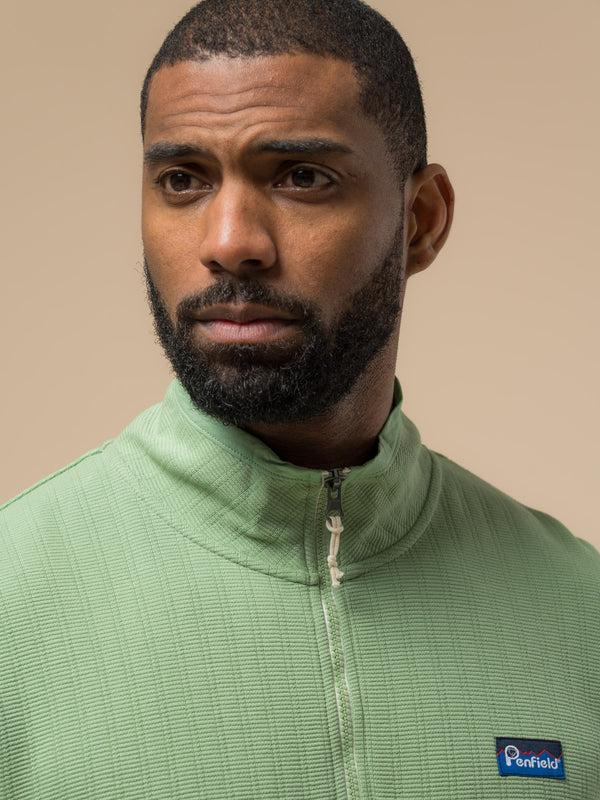 Penfield Textured Stripe Half Zip Funnel In Mistletoe