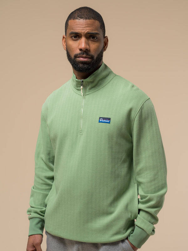 penfield Textured Stripe Half Zip Funnel in Mistletoe