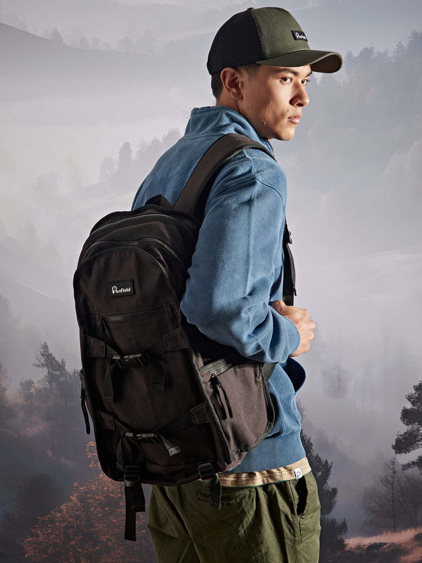 Penfield Washed Panelled Funnel Neck Sweatshirt In Navy Blue
