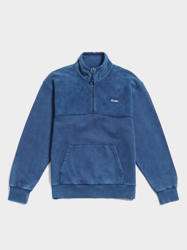 penfield Washed Panelled Funnel Neck Sweatshirt in Navy Blue
