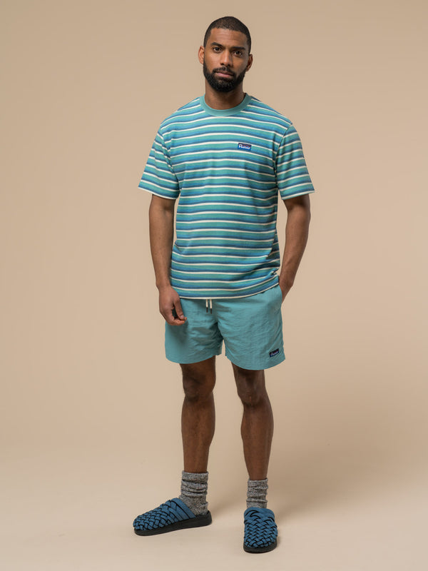 Penfield Wave Texture Stripe T-Shirt In Dusty Turquoise